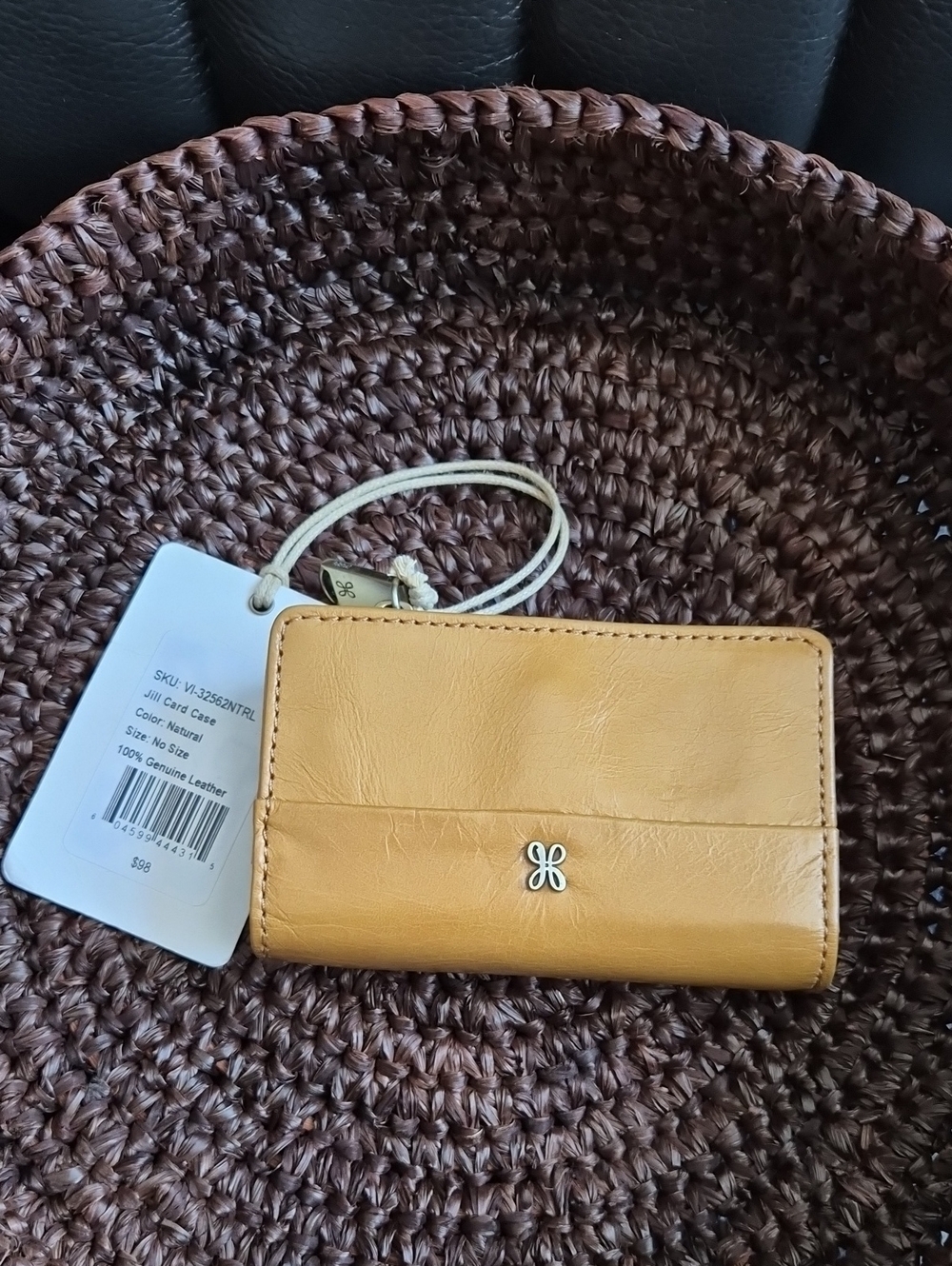 HOBO Mustard Yellow Leather  Card Case with Key Chain